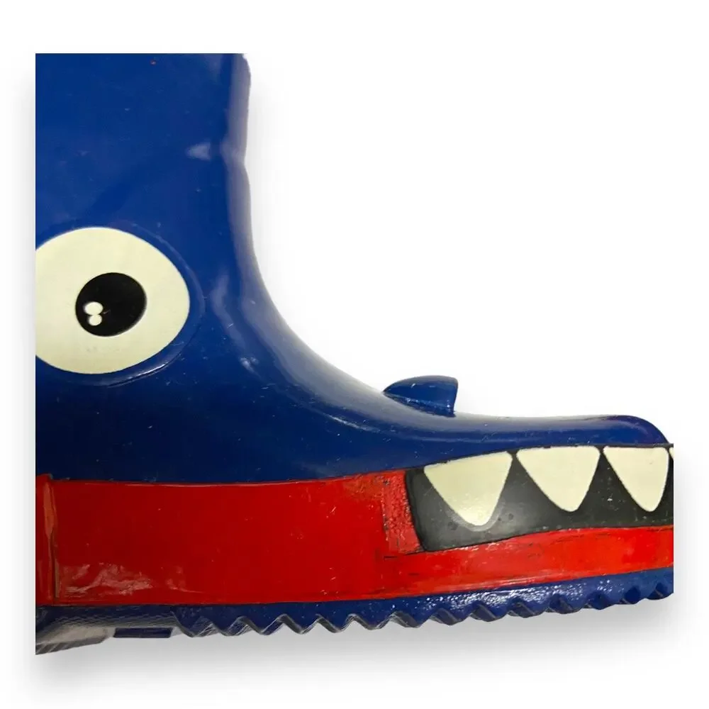 Wootie Boys Rain Boots Size 8 Blue Red White Crocodile Rubber‎ Puddle Stompers